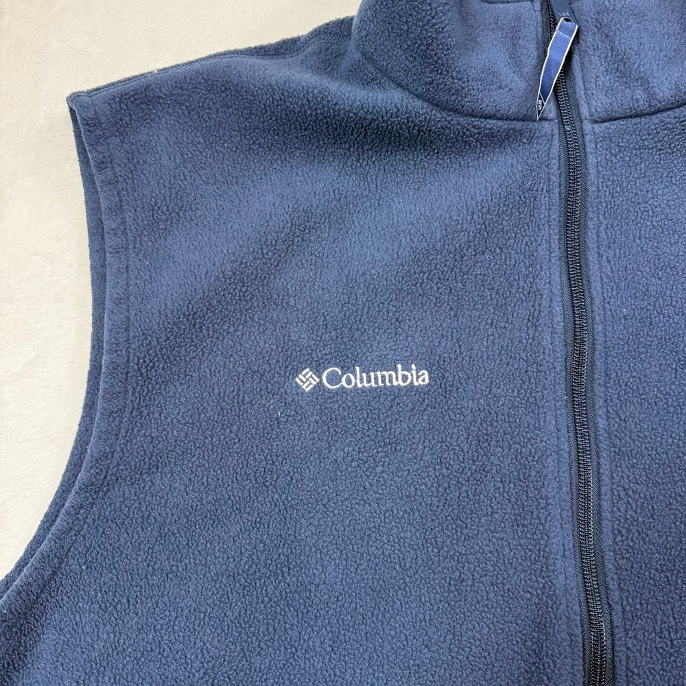 Columbia Mens Navy Blue Full Zip Fleece Vest Large - Picture 3 of 9